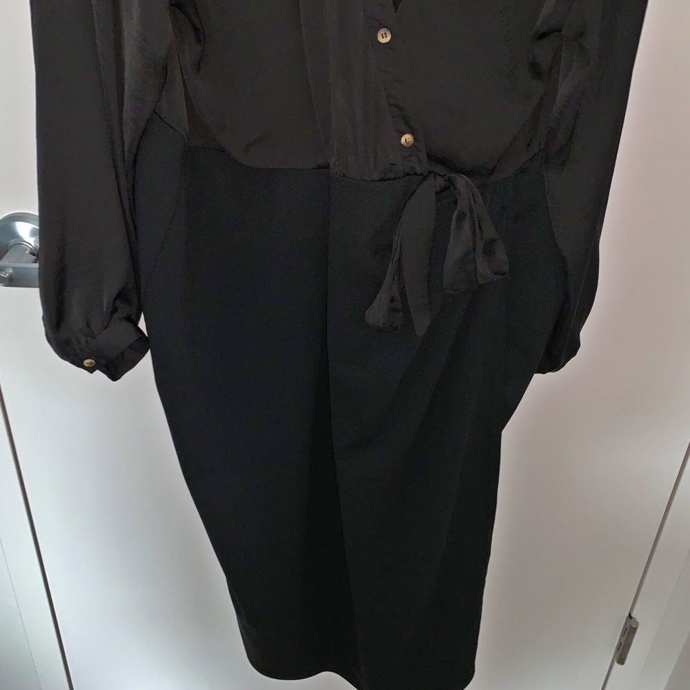 Deep V Black Pencil Skirt Dress